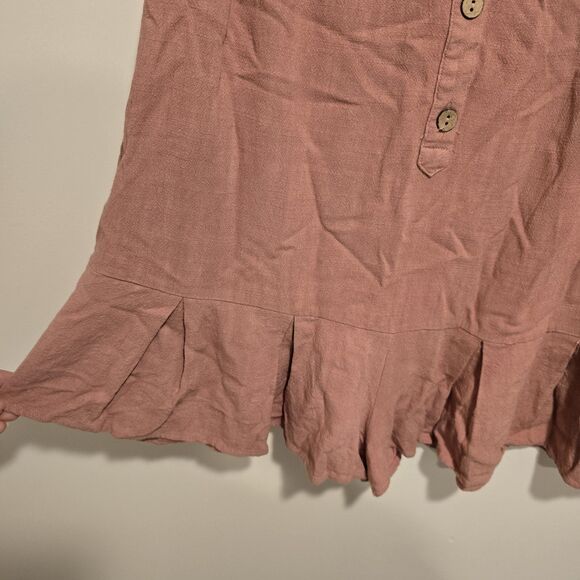 Allie Rose Linen Cotton Blend Boho Beachy Romper Small Mauve Pink Summer Spring - Picture 4 of 11